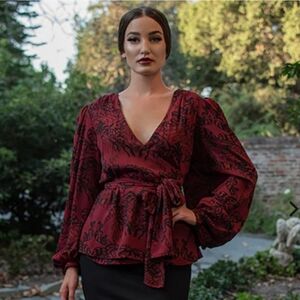 Georgette Wrap Top Gorgon Print